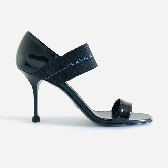 Prada Shoes - Prada Black Patent Stretch Band Pedestal Pumps